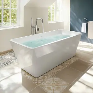 Bergen White Acrylic Rectangular Freestanding Bath (L)1500mm (W)700mm