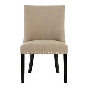 Interiors By Premier Elegant Natural Linen With Curly Back Dining Chair, Sturdy Grey Dining Chair, Stylish Chair For Diningroom