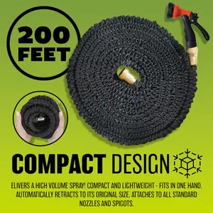 50 Ft Expandable Flexible Hosepipe Garden Hose Pipe Magic Snake And Gun Watering Outdoor