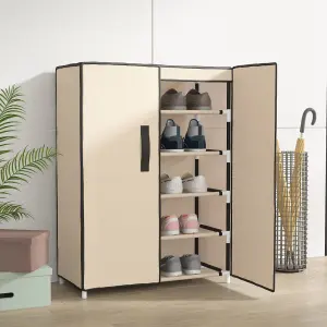 Shoe Cabinet Cream 60x28x90 cm Fabric