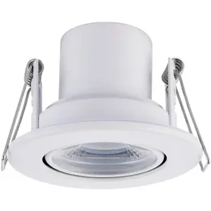 4 PACK Recessed Tiltable Ceiling Downlight - 8.5W Cool White LED - Matt White