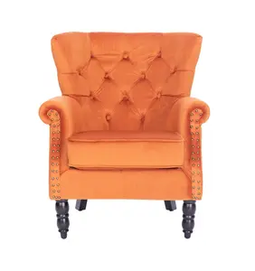 Velvet Orange Liana Accent Wingback Chair