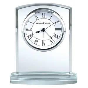 Roman Numeral Crystal Quartz Movement / Crystal Alarm Tabletop Clock in Silver