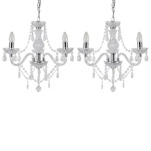 First Choice Lighting Set of 2 Clear and Chrome Marie Therese Style 3 x 40W Chandelier