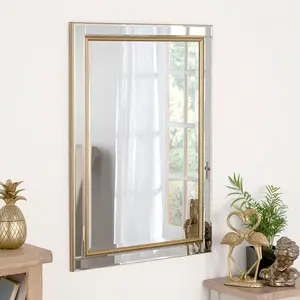 Abbate Rectangle Wall Mirror Gold / 106.5cm H x 75cm W