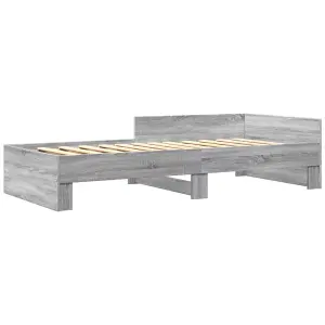 Berkfield Bed Frame without Mattress Grey Sonoma 75x190 cm Small Single Engineered Wood