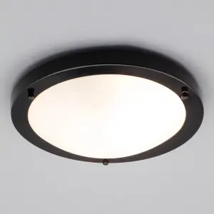 Litecraft Mari Black Large Flush Bathroom Ceiling Light