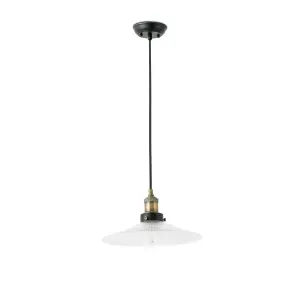 Luminosa Halita 1 Light Dome Ceiling Pendant Antique Brass with Plate Shade, E27