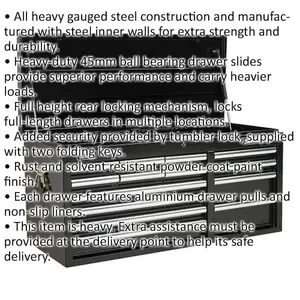 Lockable Black 14 Drawer Tool Chest - 1025mm Storage Solution