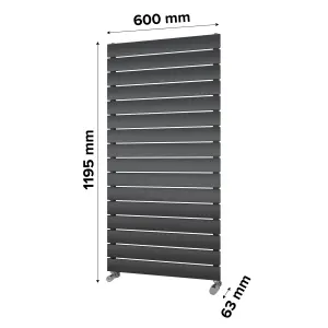 Ximax Vertirad HWH1195600A Anthracite Gas Vertical Designer panel 2280BTU Radiator, (W)600mm x (H)1195mm