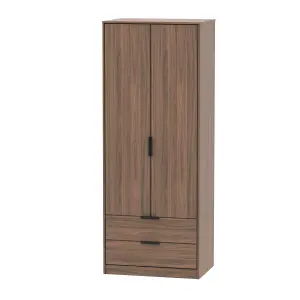 Fuji 2 Door 2 Drawer Wardrobe in Carini Walnut (Ready Assembled)