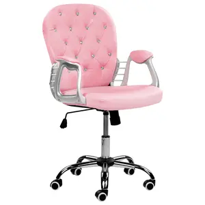 Office Chair Faux Leather Pink PRINCESS