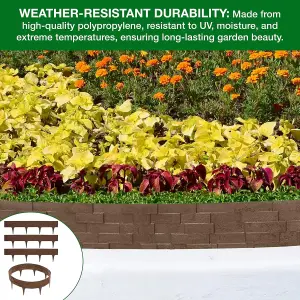 Flexible Brown  Stone Effect Lawn Edging 2.3m - Flexible Plastic Garden Border Easy Install Edging for Grass, Gravel and Landscape