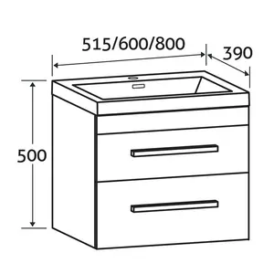 515mm Single Bathroom Vanity with Semi-Recessed Ceramic Basin Gloss White