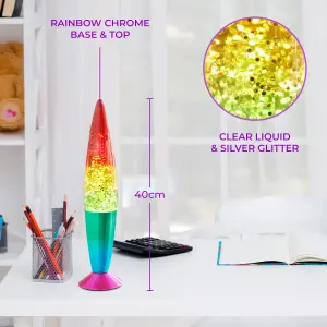 Global Gizmos Rainbow Glitter Retro Lava Lamp