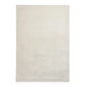 Cream Plain Shaggy Rug, 17mm Thick Stain-Resistant Rug, Modern Rug for Bedroom, LivingRoom, & DiningRoom-60cm X 115cm