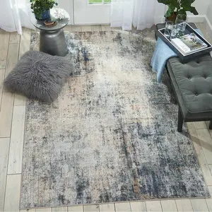 Grey Beige Modern Luxurious Easy to Clean Abstract Rug For Dining Room Bedroom And Living Room-66 X 230cm (Runner)