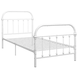 Berkfield Bed Frame White Metal 100x200 cm