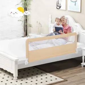 COSTWAY Bed Rail Guard for Toddlers 150CM Foldable Baby Bed Rail w/ Safety Strap