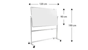 ALLboards Mobile pivoting double sided whiteboard dry erase ceramic surface aluminium frame & stand 120x90 cm P3