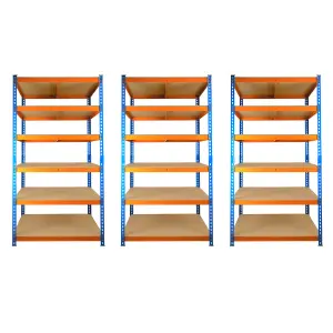 3 Bays of 6 Tier Extra Heavy Duty Storage Racking 1800h x 900w x 600d mm 300kg