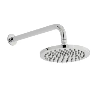 Chrome Single Round Push Button Concealed Thermostatic Mixer Shower With Fixed Overhead Drencher (Lake) - 1 Shower Head