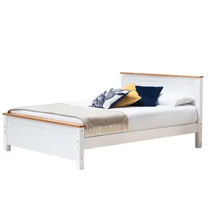 Aubrey Solid Wood Low Profile Bed Frame with Mattress White / 19cm King Memory Foam / Kingsize (5')