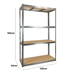 3 Bays of 4 Tier Galvanised Garage Shelving 1800h x 1200w x 400d mm 175kg