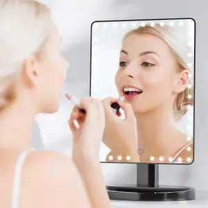 Fascinate Black Rechargeable Rotating LED Vanity Mirror with 10X Magnification