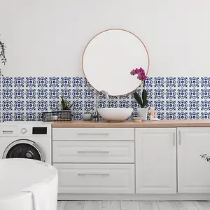 d-c-fix Nadia Blue Self-Adhesive Vinyl Wall Tiles Pack of 6 (0.14sqm)