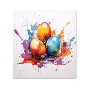 Watercolour Splashart Easter Eggs Premium Glass Kitchen Splashback W600mm x H650mm