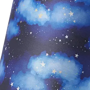 Modern Navy Blue Childrens Lamp Shade with Bright Gold Stars and White Clouds