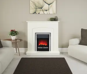 Bradshaw Soft White Timber Fireplace with Inset Electric Fire