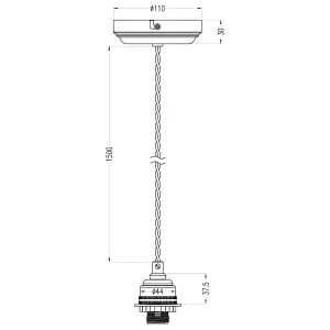 Colours Antique brass effect E27 Cable light set (L)1500mm