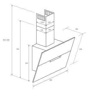 Haier Series 6 HADG9CS46BWIFI Tempered glass Chimney Cooker hood (W)90cm - Matt black