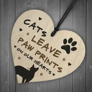 Cats Leave Paw Prints On Our Heart Wood Plaque Cat Lover Gift Cat Sign Family Gift