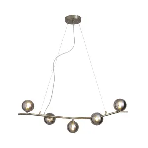 Inlight Fortuna pendant Satin Nickel effect 5 Lamp LED Pendant ceiling light, (Dia)800mm