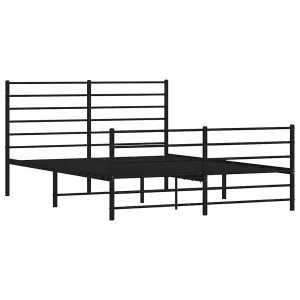 Berkfield Metal Bed Frame with Headboard and Footboard Black 150x200 cm 5FT King Size