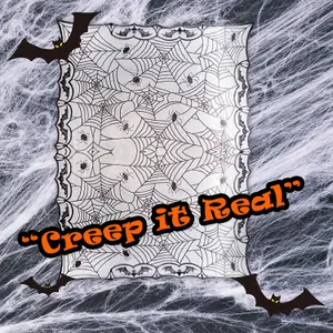 Halloween Tablecloth Spiders Web Rectangle Trick or Treat Party 120 x 160 White