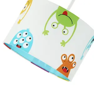 Funny Monsters Kid's Lamp Shade with Sky Blue Inner and Multi Colour Monsters