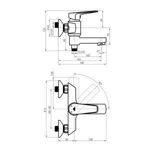 Hommix Rubineta Deli-10/K Bathroom Mixer & Shower