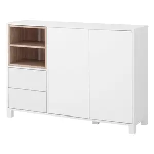 120 Cm Wide 2 Drawer Sideboard White/Oak