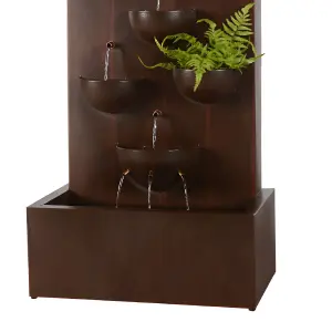 Primrose Tozi Bowl Tiered Water Wall Planter Zinc Water Feature H110cm