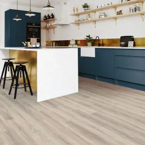 Harro Grey Oak White Ivory Herringbone Wood Effect Laminate Flooring 8mm Thick, Suitable for Underfloor Heating 1.995 m²Per Pack