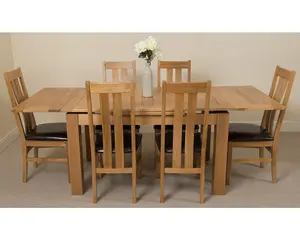 Richmond 140cm - 220cm Oak Extending Dining Table and 6 Chairs Dining Set with Princeton Chairs