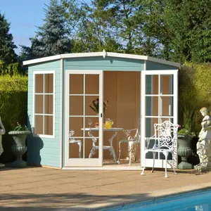 Shire Hampton 8x8 ft Toughened glass & 2 windows Pent Wooden Summer house