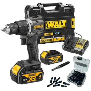 Dewalt DCD100M2T Black 18v XR Brushless Compact Combi Hammer Drill + 25PC Set