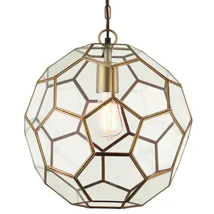 Hanging Ceiling Pendant Light Antique Brass & Glass Modern Ball Lamp Bulb Holder