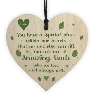 Red Ocean Amazing Uncle Gifts For Birthday Wooden Heart Sign Thank You Gifts For Uncle Keepsake