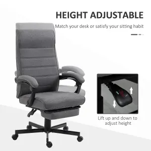 Vinsetto High-Back Home Office Chair with Adjustable Height and Footrest, Grey